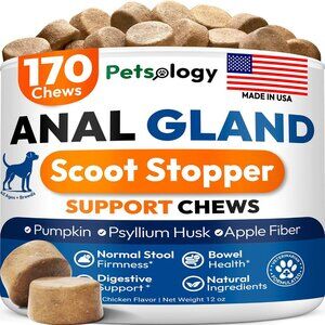 Anal Gland Support Chews for Dogs Scoot Treatment Digestive Enzymes Made in USA